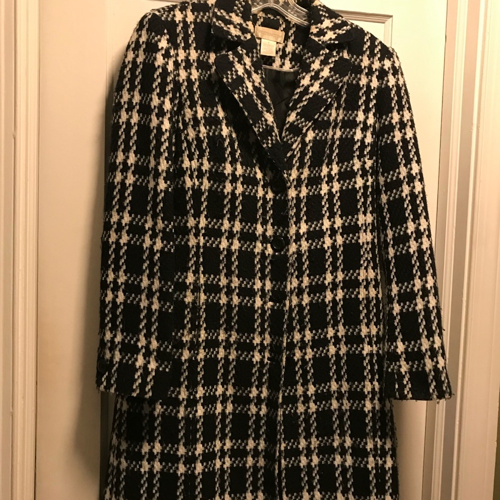 Worthington Black and White Plaid Pea Coat